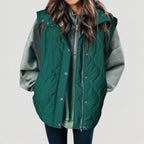Bodywarmer voor dames met capuchon, knopen en zakken