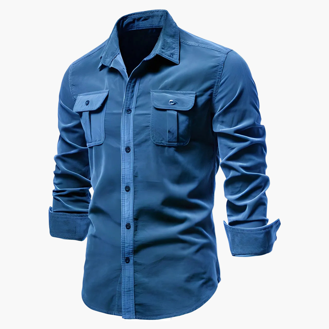 Camicia Uomo Manica Lunga Casual con Tasche sul Petto – Camicia Slim Fit Moderna per Quotidiano e Ufficio