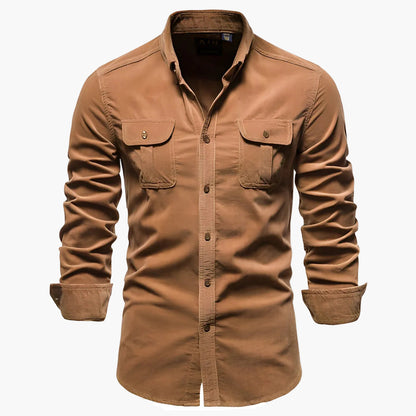Camicia Uomo Manica Lunga Casual con Tasche sul Petto – Camicia Slim Fit Moderna per Quotidiano e Ufficio