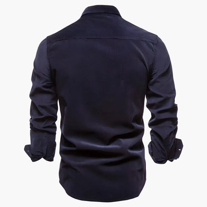Camicia Uomo Manica Lunga Casual con Tasche sul Petto – Camicia Slim Fit Moderna per Quotidiano e Ufficio