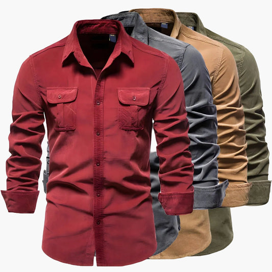 Heren Vrijetijds Lange Mouwen Overhemd met Borstzakken – Modern Slim Fit Overhemd voor Dagelijks Gebruik en Kantoor