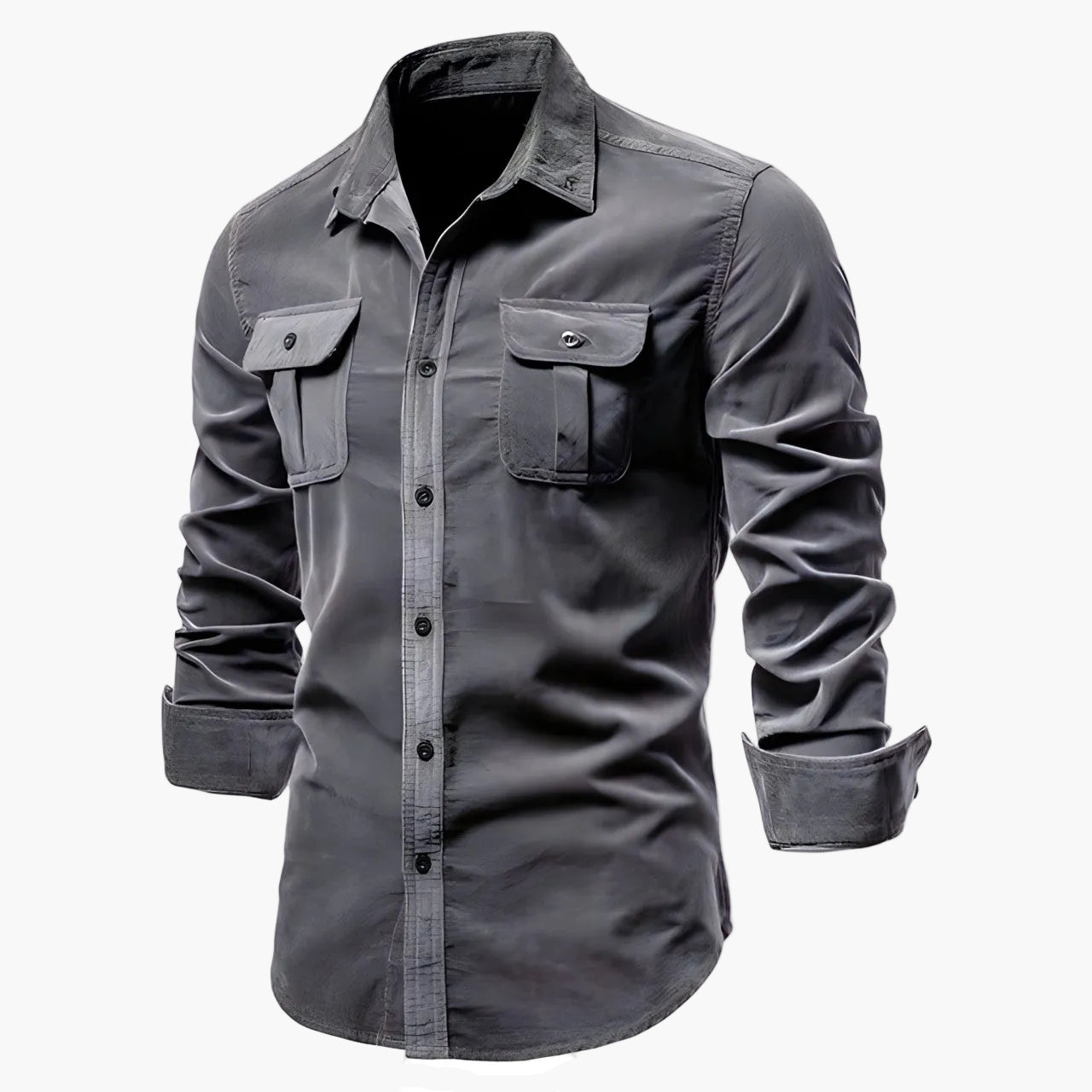 Camicia Uomo Manica Lunga Casual con Tasche sul Petto – Camicia Slim Fit Moderna per Quotidiano e Ufficio