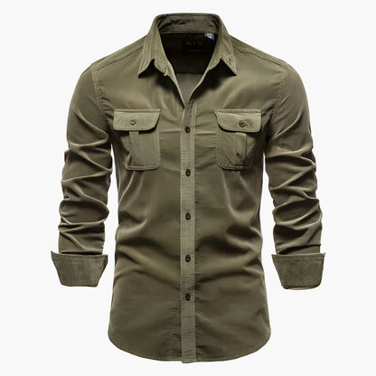 Camicia Uomo Manica Lunga Casual con Tasche sul Petto – Camicia Slim Fit Moderna per Quotidiano e Ufficio