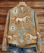 Vest voor dames met paarden- en cactusmotief in westernstijl