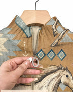 Vest voor dames met paarden- en cactusmotief in westernstijl