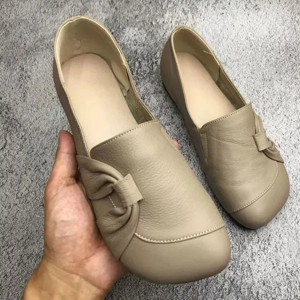 Dame behagelige slip-ons med sløjfedetalje – elegante ortopædiske sko til hverdag og kontor