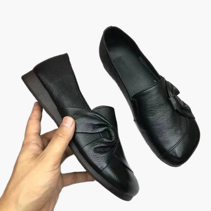 Dame behagelige slip-ons med sløjfedetalje – elegante ortopædiske sko til hverdag og kontor