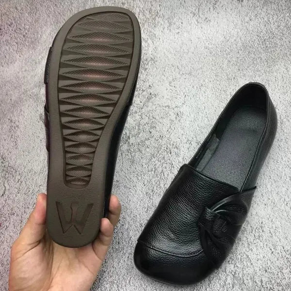 Dame behagelige slip-ons med sløjfedetalje – elegante ortopædiske sko til hverdag og kontor