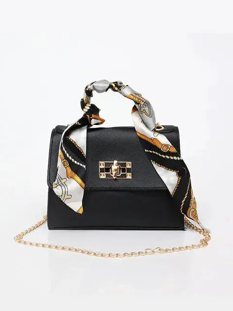Sac à main femme avec poignée écharpe et bandoulière chaîne – Sac épaule élégant pour le quotidien et les événements