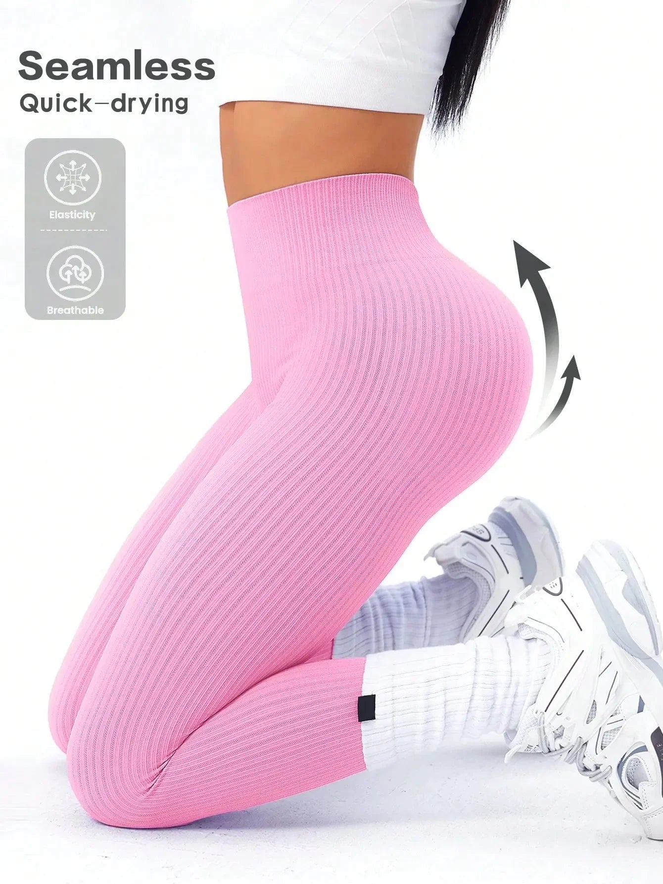 Damen Seamless Sport-Leggings mit hohem Bund – Figurformend & Komfortabel für Fitness und Alltag