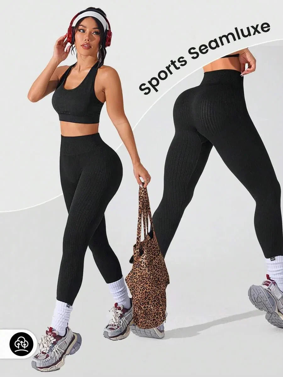 Damen Seamless Sport-Leggings mit hohem Bund – Figurformend & Komfortabel für Fitness und Alltag