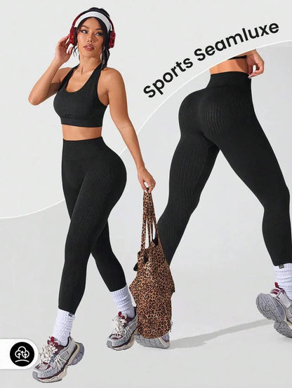 Damen Seamless Sport-Leggings mit hohem Bund – Figurformend & Komfortabel für Fitness und Alltag
