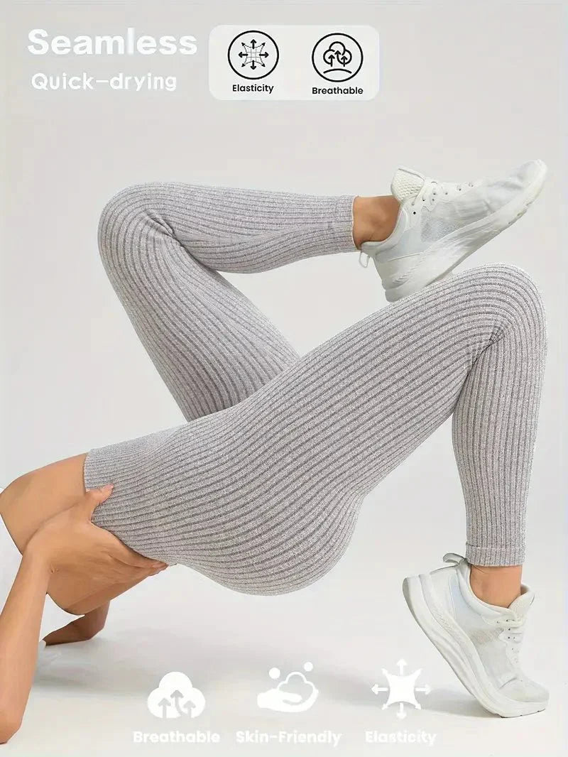 Damen Seamless Sport-Leggings mit hohem Bund – Figurformend & Komfortabel für Fitness und Alltag