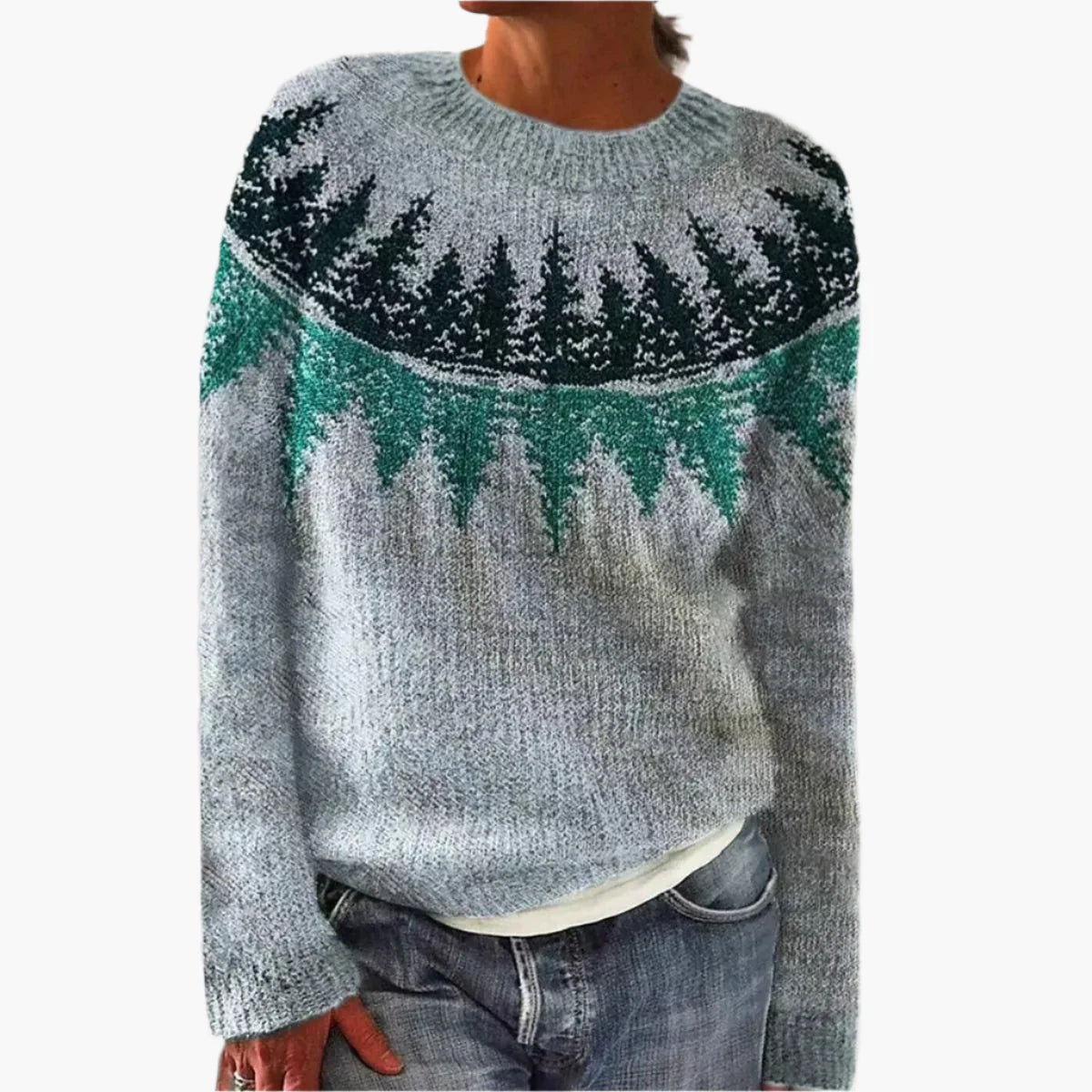 Dame retro pullover i norsk stil – Komfortabel striktrøje til efterår og vinter