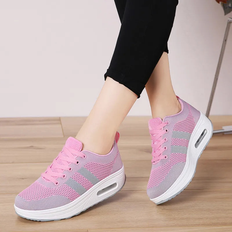 Damen Komfort Sneaker für Alltag und Arbeit – Orthopädische Laufschuhe mit erhöhter Sohle