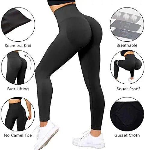 Damen High Waist Push Up Sport-Leggings – Figurformende Seamless Fitness-Tights für Training & Alltag