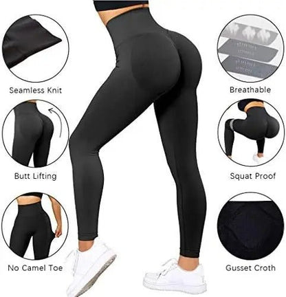 Damen High Waist Push Up Sport-Leggings – Figurformende Seamless Fitness-Tights für Training & Alltag