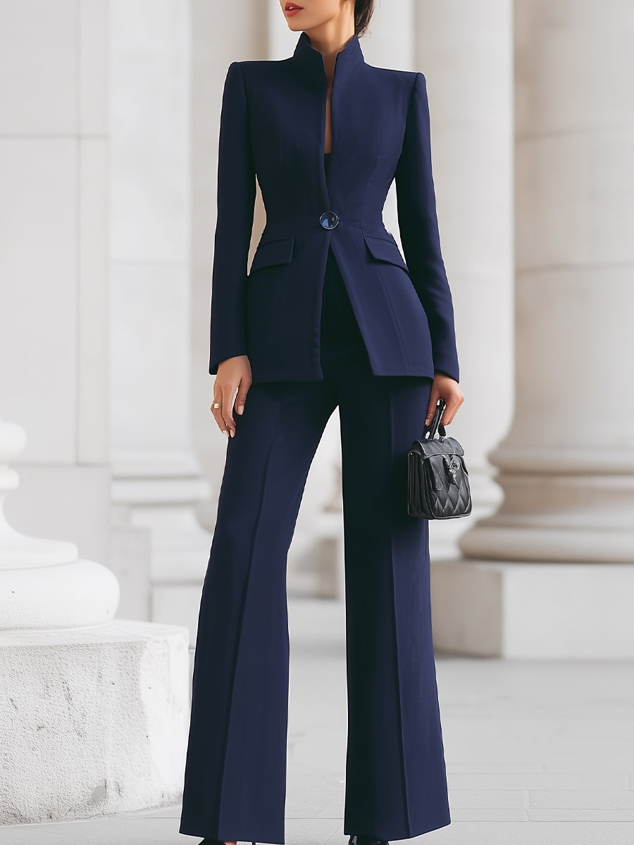 Set met blazer en wijde broek voor dames, met zakken