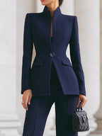 Set met blazer en wijde broek voor dames, met zakken
