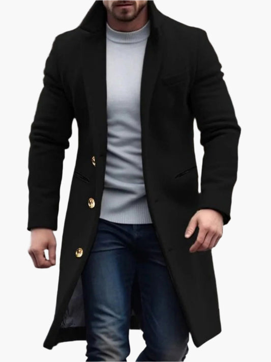 Abrigo de invierno elegante para hombre – Abrigo largo clásico para ocasiones con estilo y uso diario