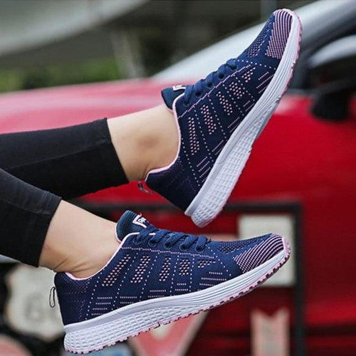 Dame sneakers fritidssko med åndbart mesh – Behagelige sportssko til hverdag, fitness og gåture
