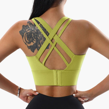 Dames Sport-BH met Push-Up en Kruisbandjes – Stijlvolle Steun voor Fitness & Yoga