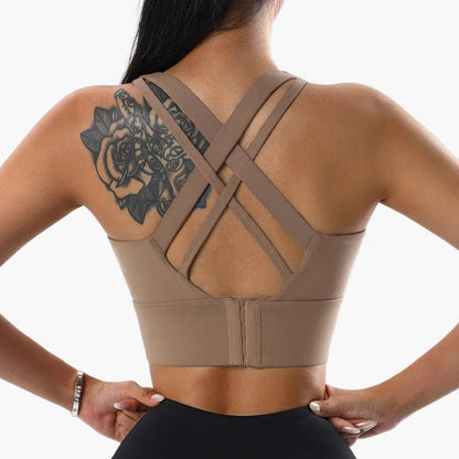 Dames Sport-BH met Push-Up en Kruisbandjes – Stijlvolle Steun voor Fitness & Yoga