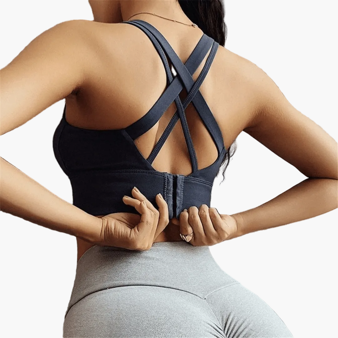 Dames Sport-BH met Push-Up en Kruisbandjes – Stijlvolle Steun voor Fitness & Yoga