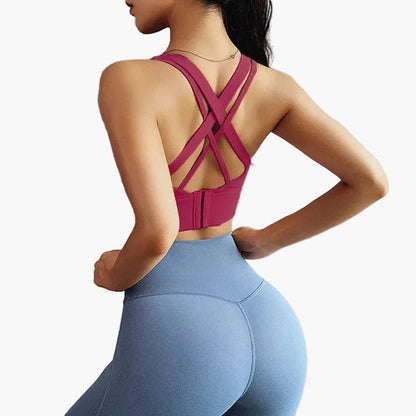 Dames Sport-BH met Push-Up en Kruisbandjes – Stijlvolle Steun voor Fitness & Yoga