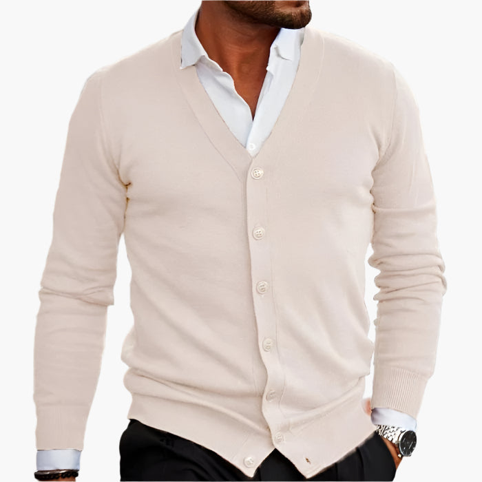 Herren Cardigan Modern Business Casual – Strickjacke mit V-Ausschnitt und Knopfleiste für Büro und Freizeit