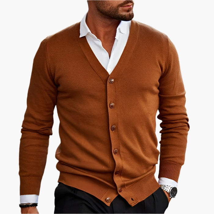 Herren Cardigan Modern Business Casual – Strickjacke mit V-Ausschnitt und Knopfleiste für Büro und Freizeit