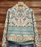 Sybilla | Vest voor dames met lange mouwen, bloemenprint en opstaande kraag