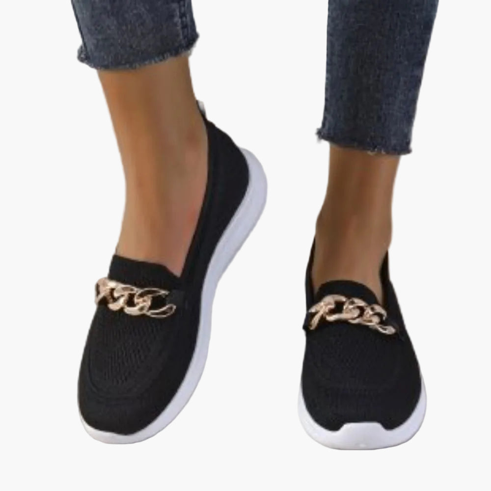Damen Slipper mit Ketten-Detail – Bequeme Alltagsschuhe für Freizeit und Büro
