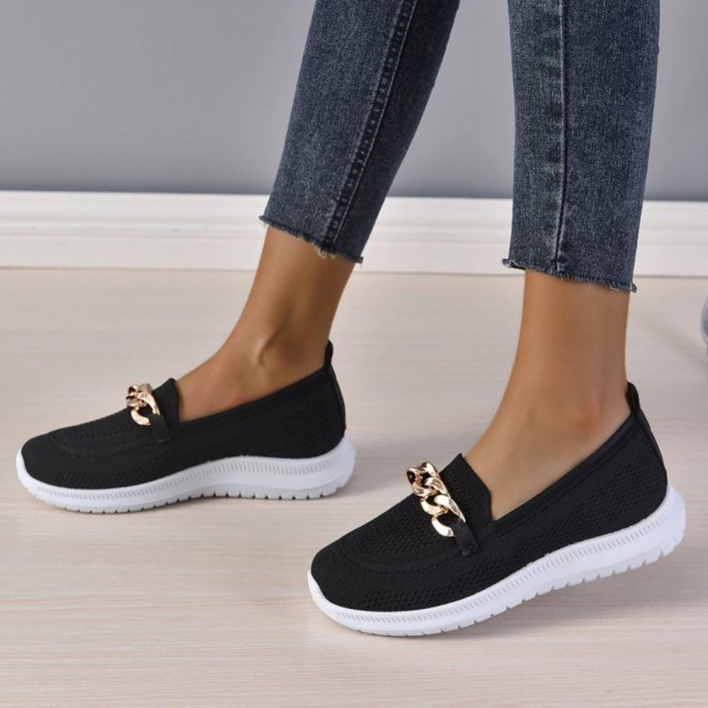 Damen Slipper mit Ketten-Detail – Bequeme Alltagsschuhe für Freizeit und Büro