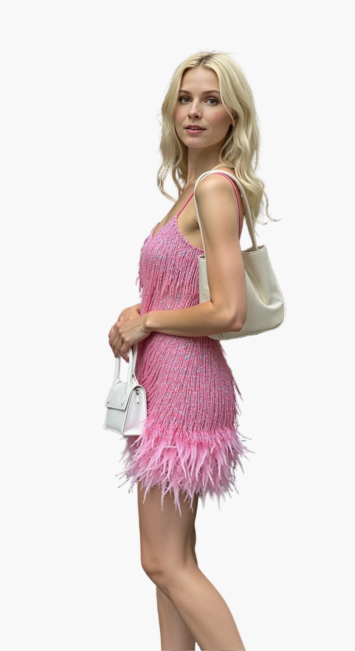 Robe de soirée femme à franges et plumes – Robe glamour pour occasions spéciales