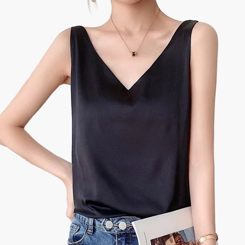Top da donna con scollo a V – Basic elegante e versatile per tutti i giorni e ufficio