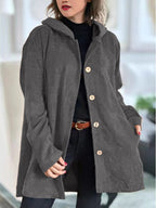 Hoodie-jas voor dames met zakken en knopen