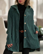 Hoodie-jas voor dames met zakken en knopen