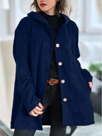 Hoodie-jas voor dames met zakken en knopen