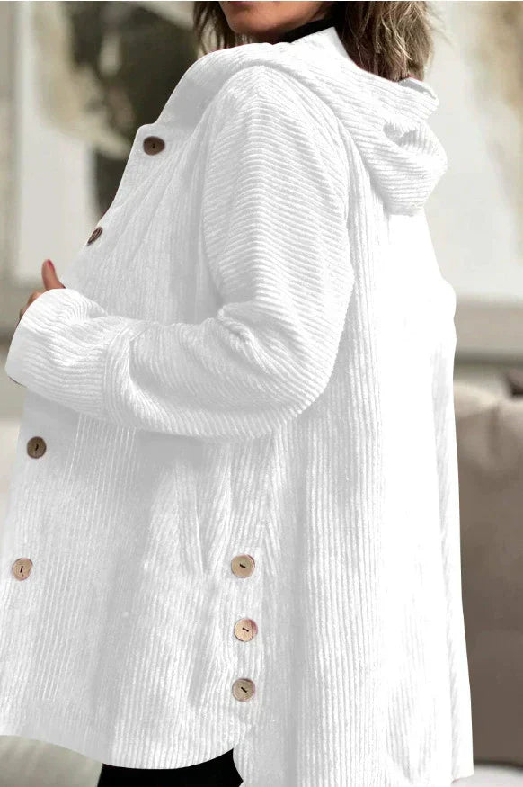 Hoodie-jas voor dames met zakken en knopen