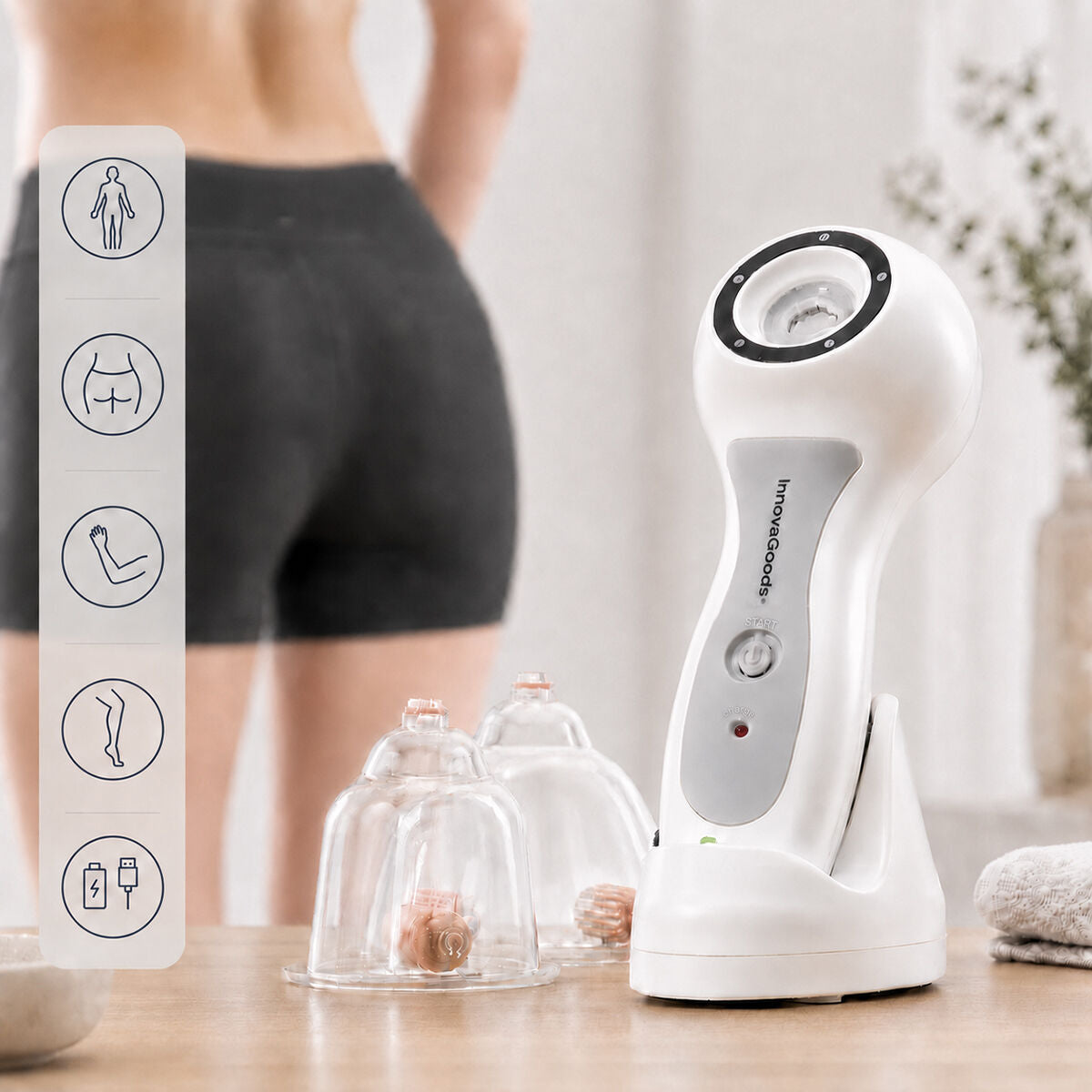 Elektrisch anticellulitis massageapparaat met vacuümtherapie, oplaadbaar via USB