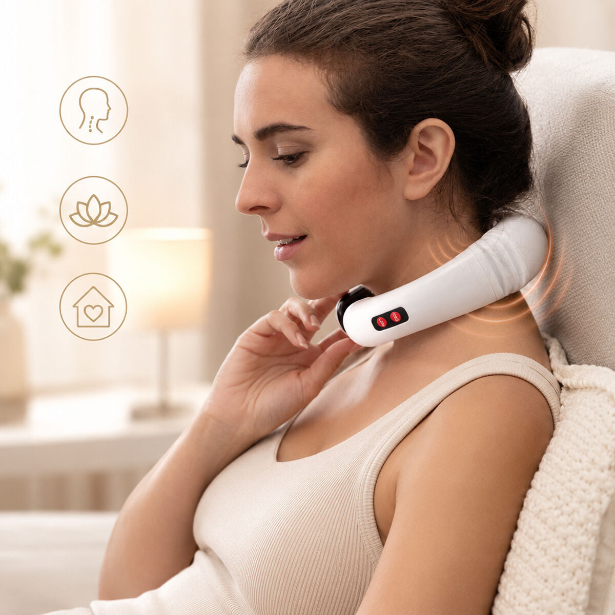 Elektromagnetisch nek- en rugmassageapparaat met 6 massagestanden en 16 intensiteitsniveaus