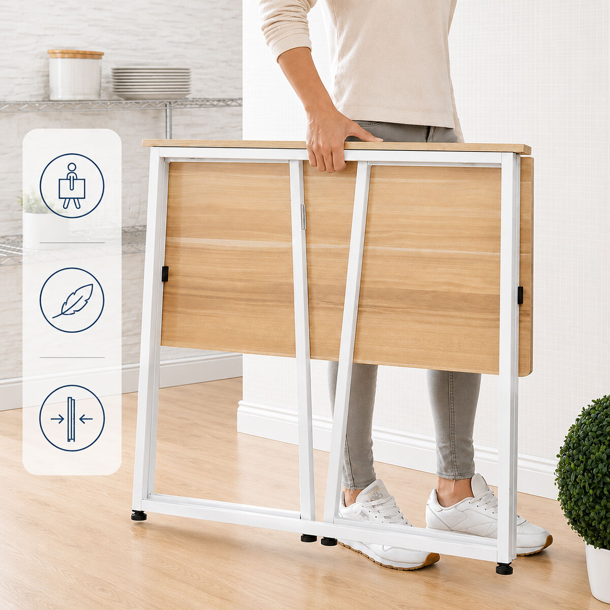 Inklapbare tafel opvouwbaar bureau MDF hout 80x87 cm