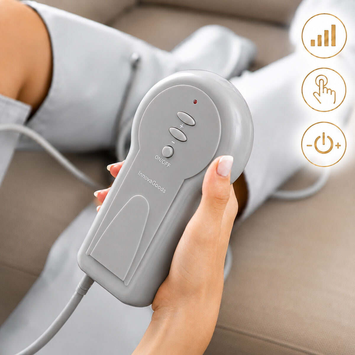 Luchtcompressie beenmassager met 4 massagestanden, grijs