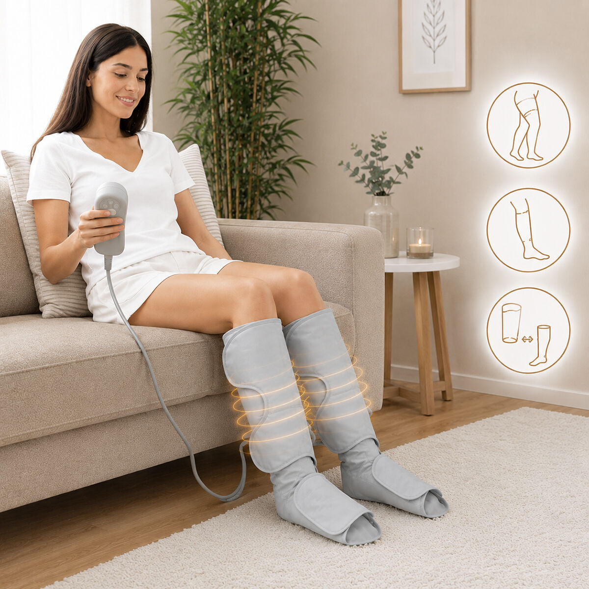 Luchtcompressie beenmassager met 4 massagestanden, grijs
