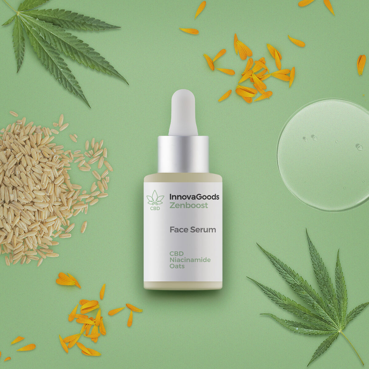 Gezichtsserum CBD Zenboost 30 ml, veganistisch, voor gevoelige huid