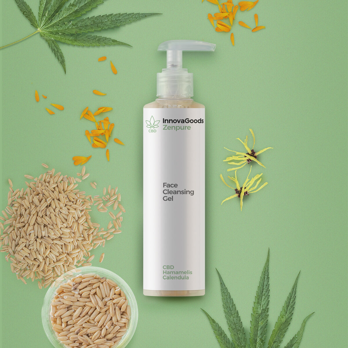 Gezichtsreinigingsgel met CBD, 200 ml, vegan, voor gevoelige huid