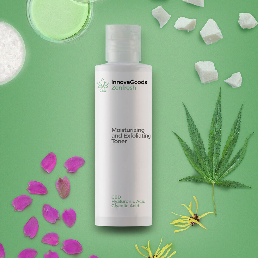 Hydraterende exfoliërende gezichtstoner met CBD, 150 ml