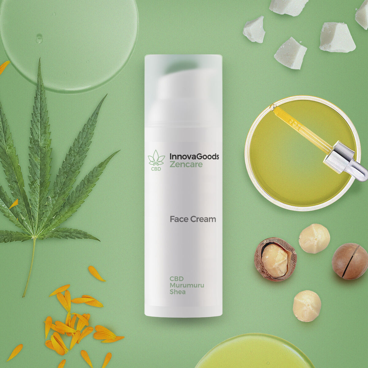 Hydraterende gezichtscrème met CBD, 50 ml, vegan