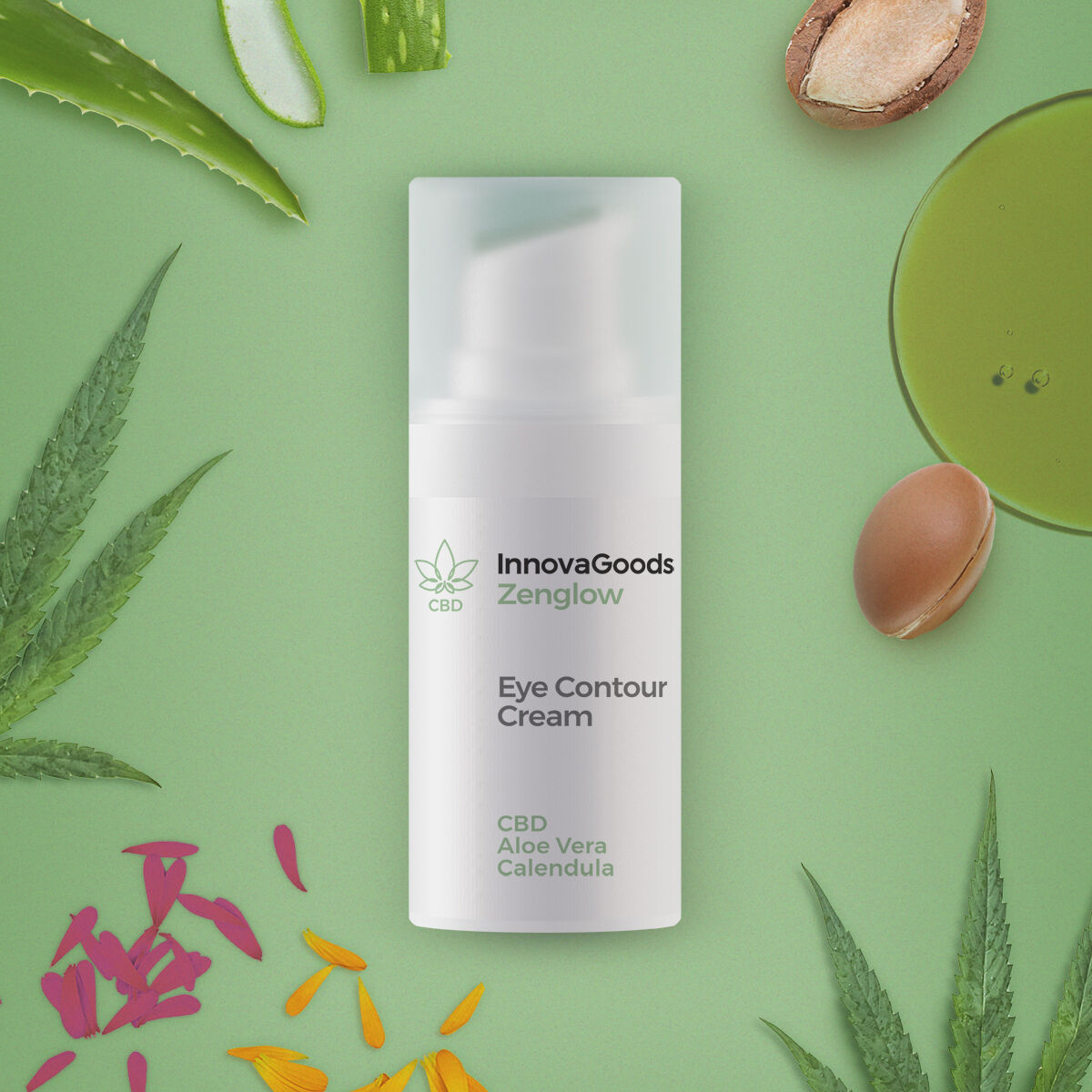 Oogcontourcrème CBD met aloë vera en hyaluronzuur, 15 ml